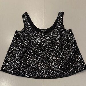 Express Black and Silver Sequin Tank Top